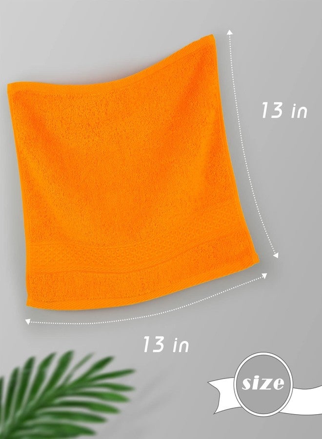 Cleanbear Washcloths Orange Face Cloths Set of 6 Large All Cotton Bathroom Wash Cloth - 13 by 13 Inches Highly Absorbent Face Towels for Fall Bathroom Decor Daily Use - Image 4